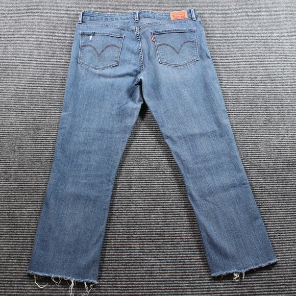 Levi's Mid Rise Skinny Jeans Women's 32x26 Blue Raw Hem Stretch - Picture 2 of 9